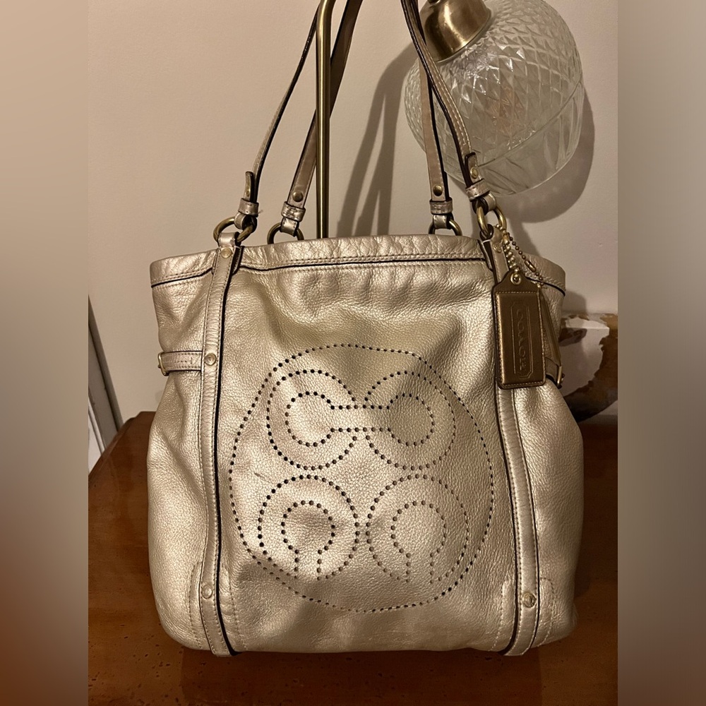 Coach gold leather purse